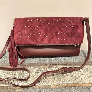 Lucky Brand Leather & Suede Studded Crossbody